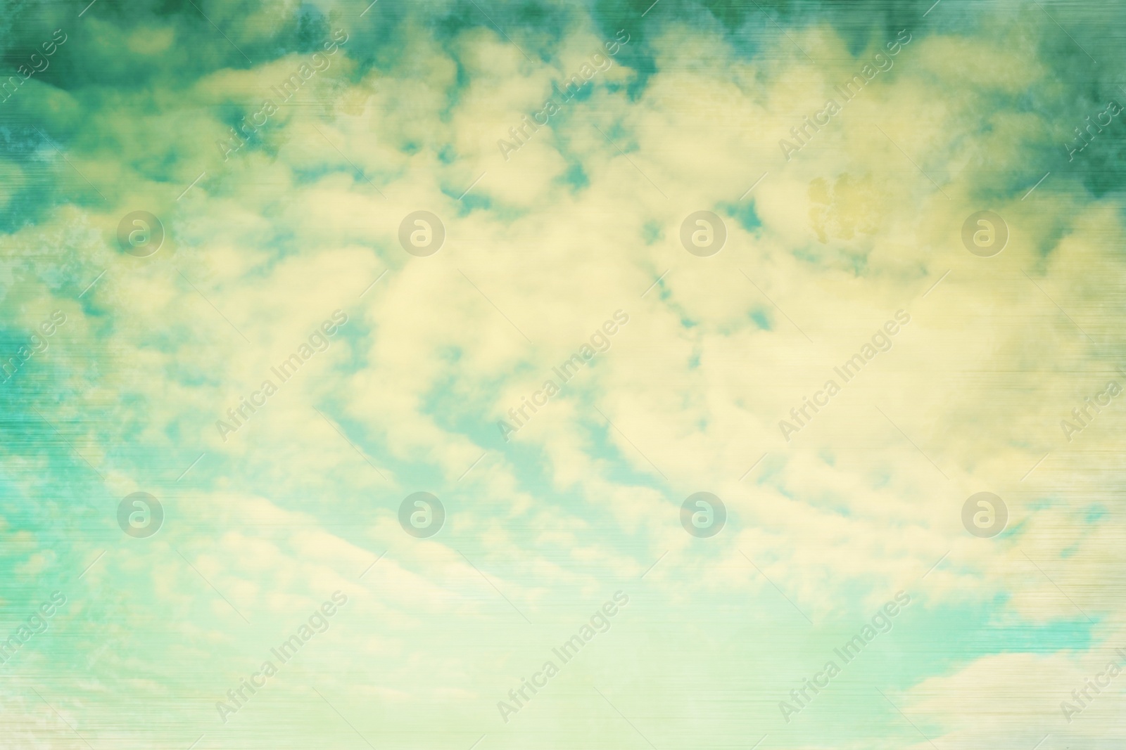 Image of View of beautiful sky with clouds. Retro style filter 