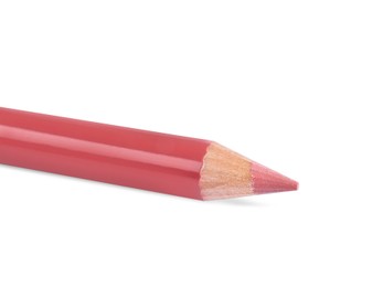 Photo of Lip pencil isolated on white, closeup. Cosmetic product