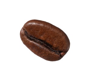 One aromatic roasted coffee bean isolated on white