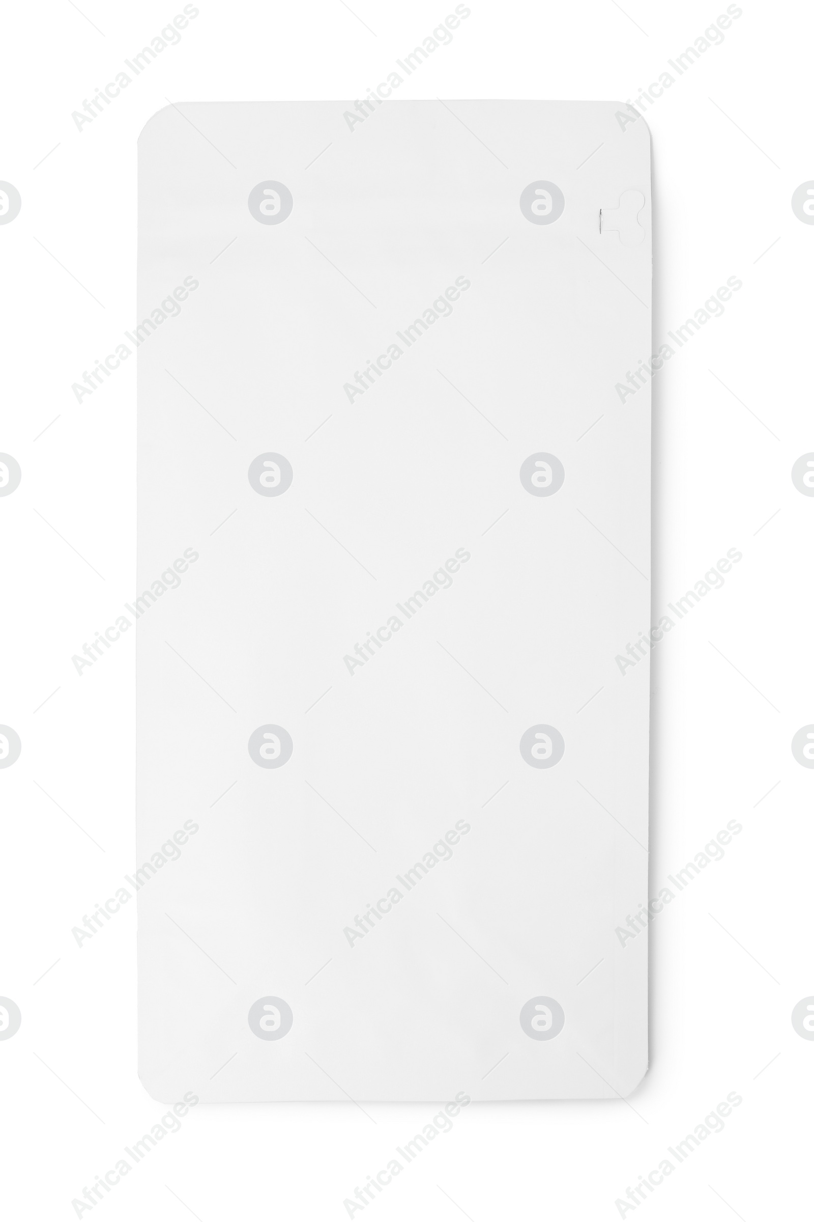 Photo of One paper bag isolated on white, top view