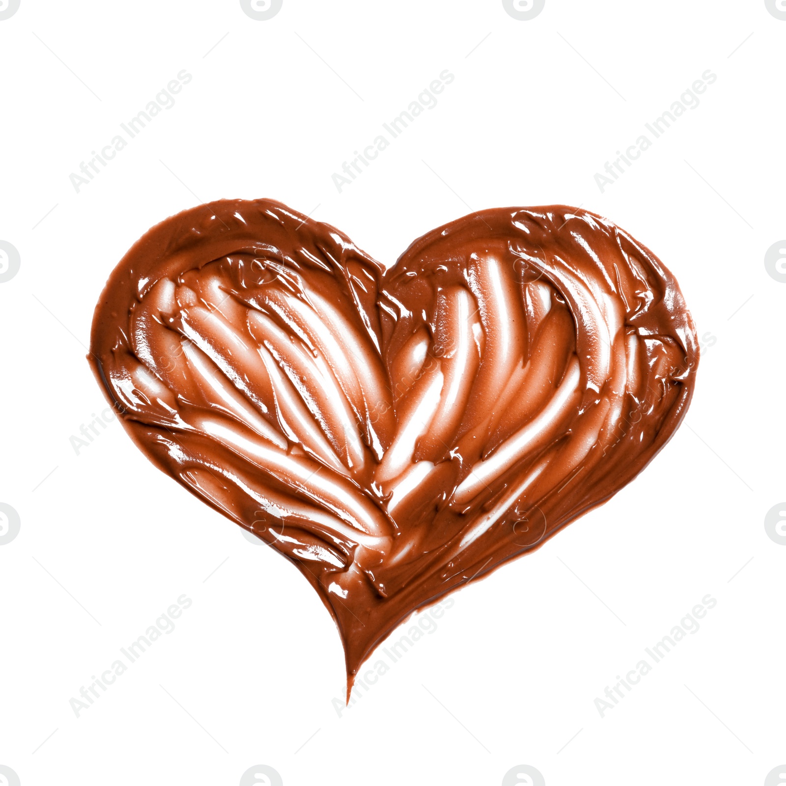 Photo of Heart made of milk chocolate on white background, top view