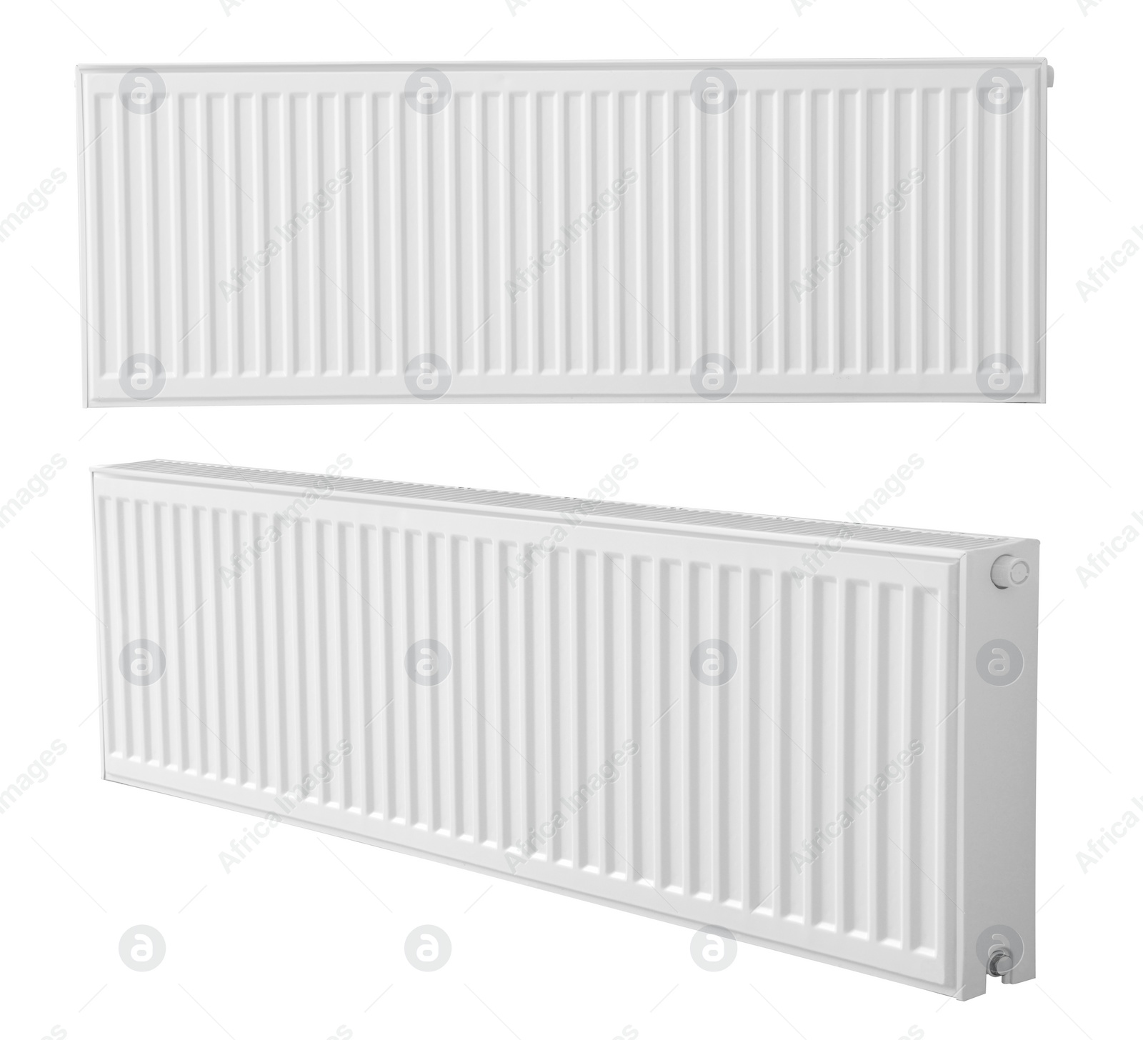 Image of Modern panel radiators on white background. Heating system