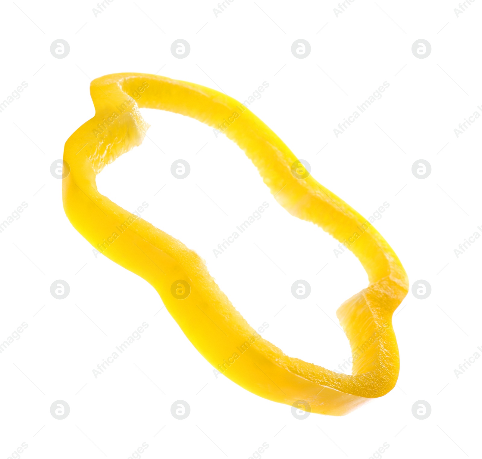 Photo of Slice of yellow bell pepper isolated on white