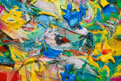 Abstract colorful acrylic paint as background, closeup view