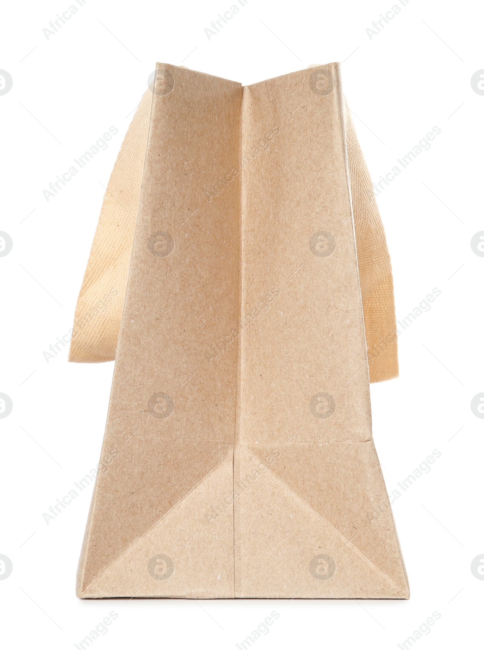 Photo of Paper shopping bag isolated on white, side view