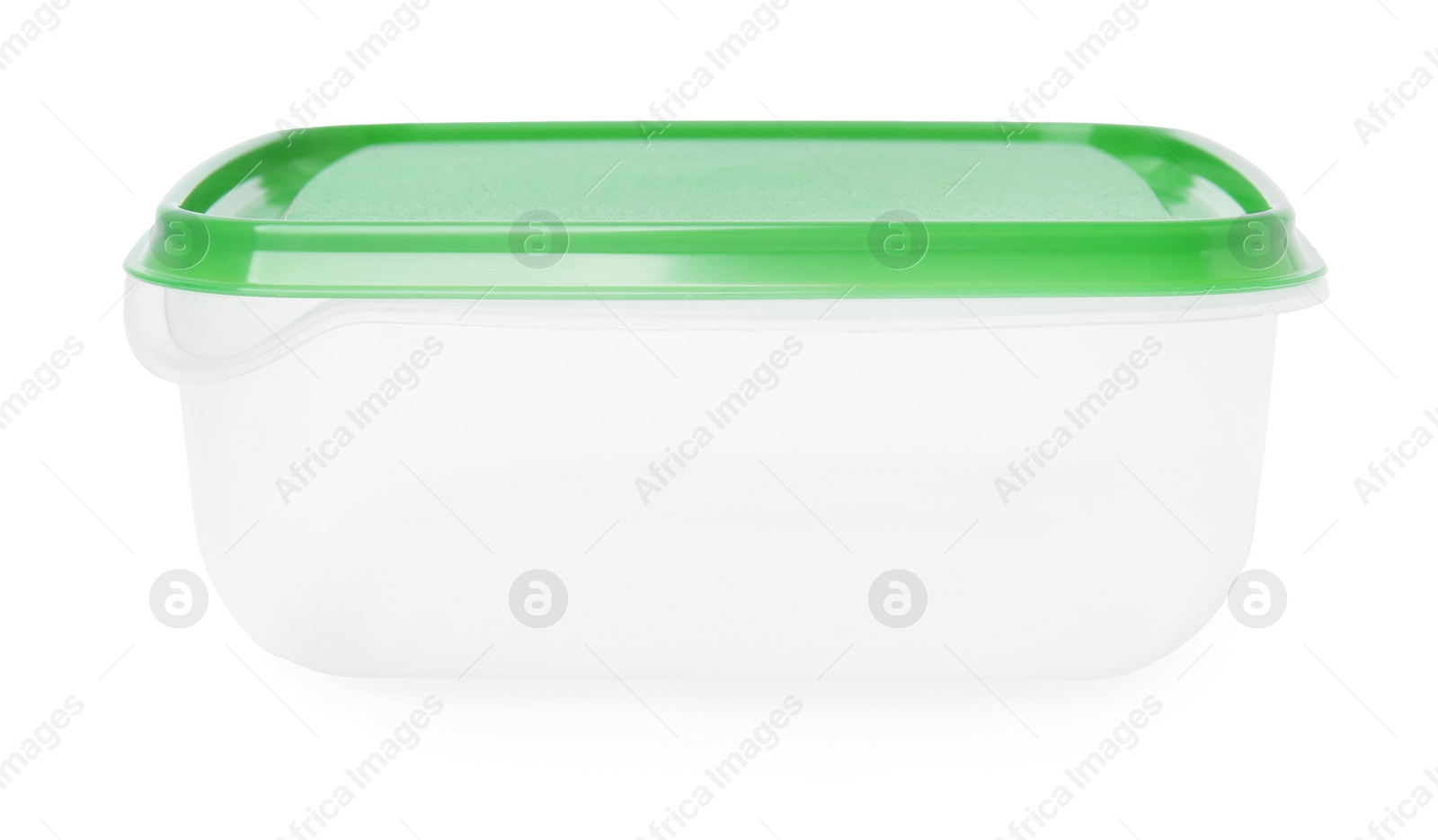 Photo of Empty plastic container on white background. Food storage