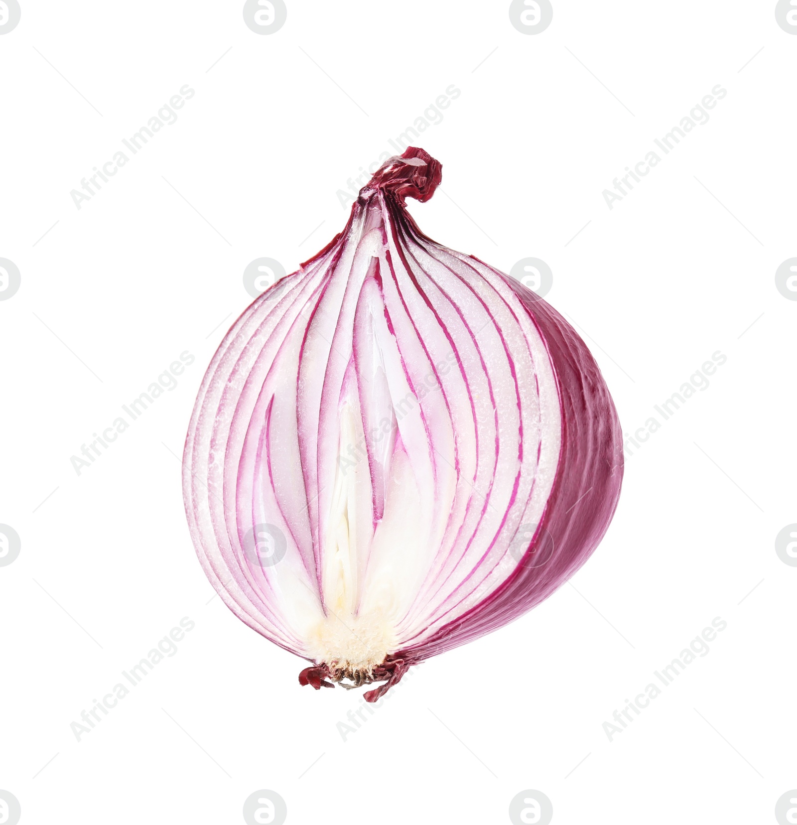 Photo of Half of fresh red ripe onion isolated on white