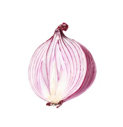 Photo of Half of fresh red ripe onion isolated on white