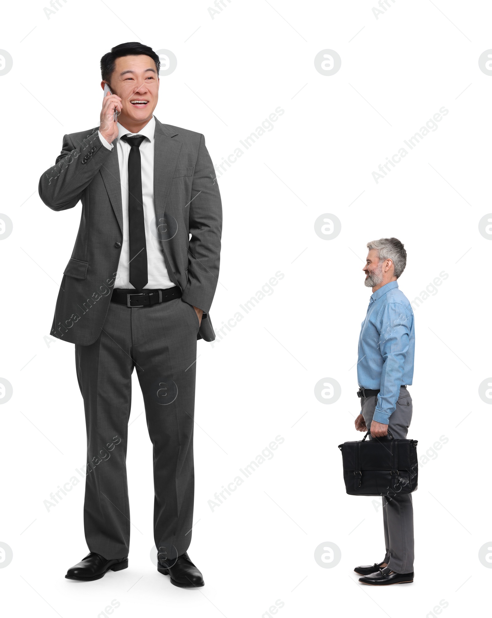 Image of Giant boss and small man on white background