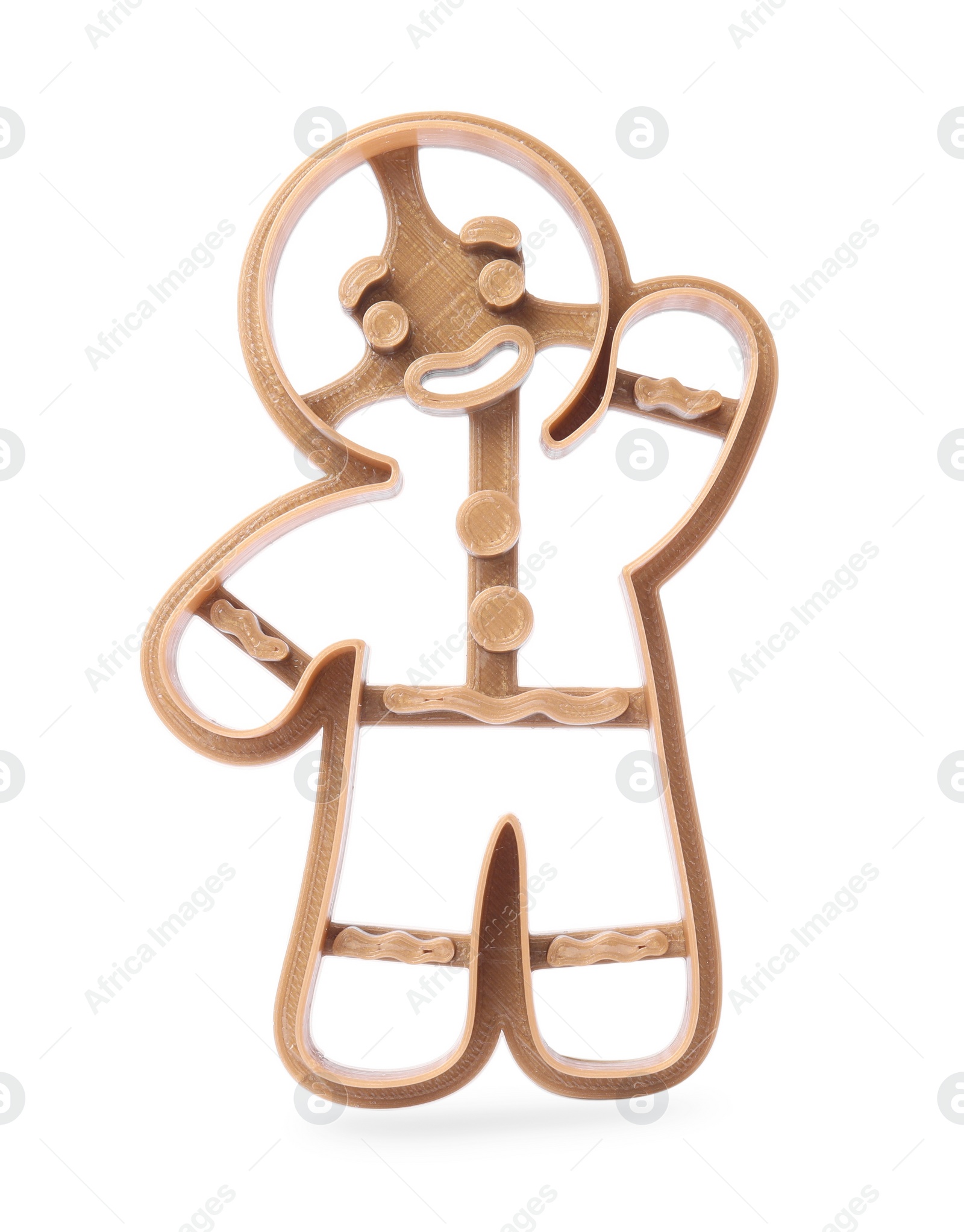 Photo of Cookie cutter in shape of man isolated on white