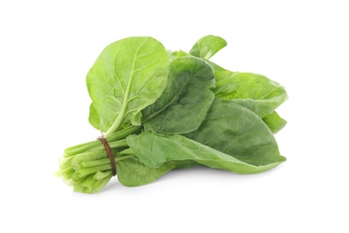 Bundle of fresh spinach isolated on white