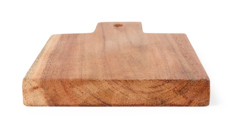 Photo of One wooden cutting board on white background