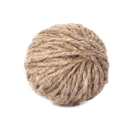 Ball of hemp rope on white background