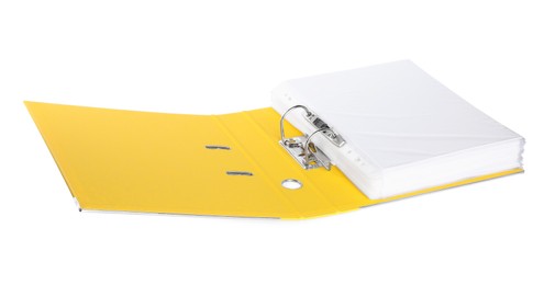 Photo of One yellow office folder isolated on white