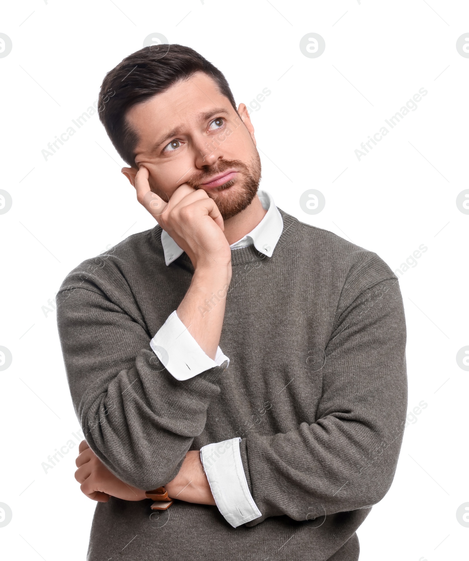 Photo of Portrait of handsome bearded businessman on white background