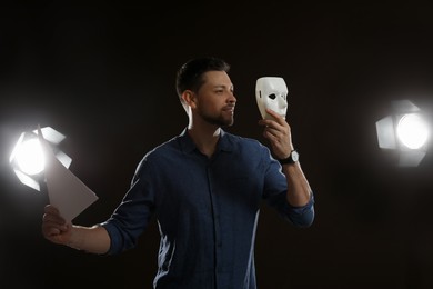 Professional actor rehearsing on stage in theatre