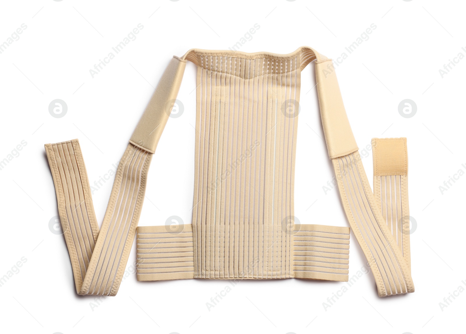 Photo of Beige posture corrector isolated on white, top view