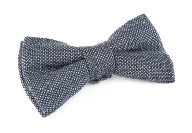 Photo of Stylish grey bow tie isolated on white