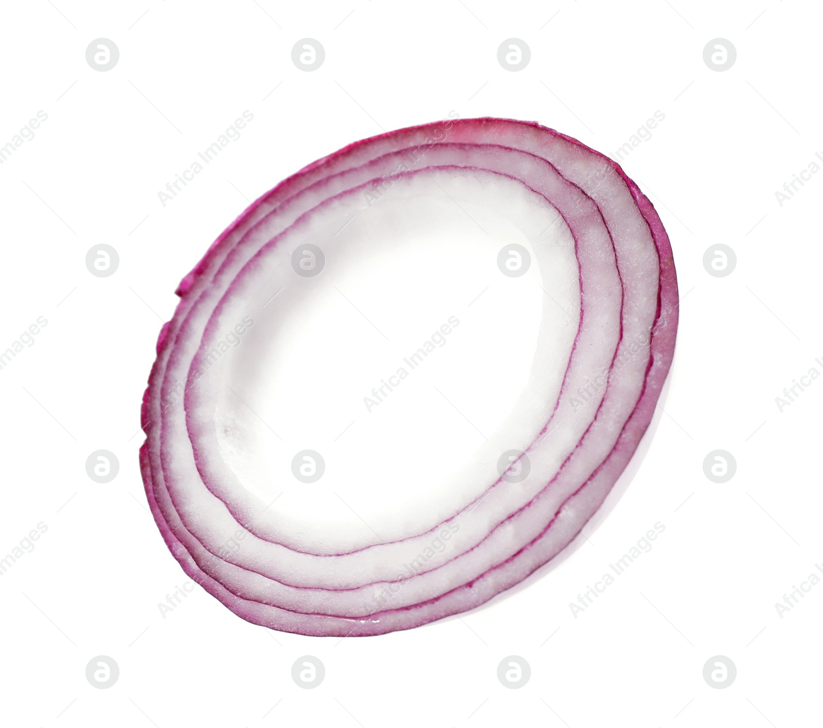 Photo of Cut red onion isolated on white. Ingredient for sandwich