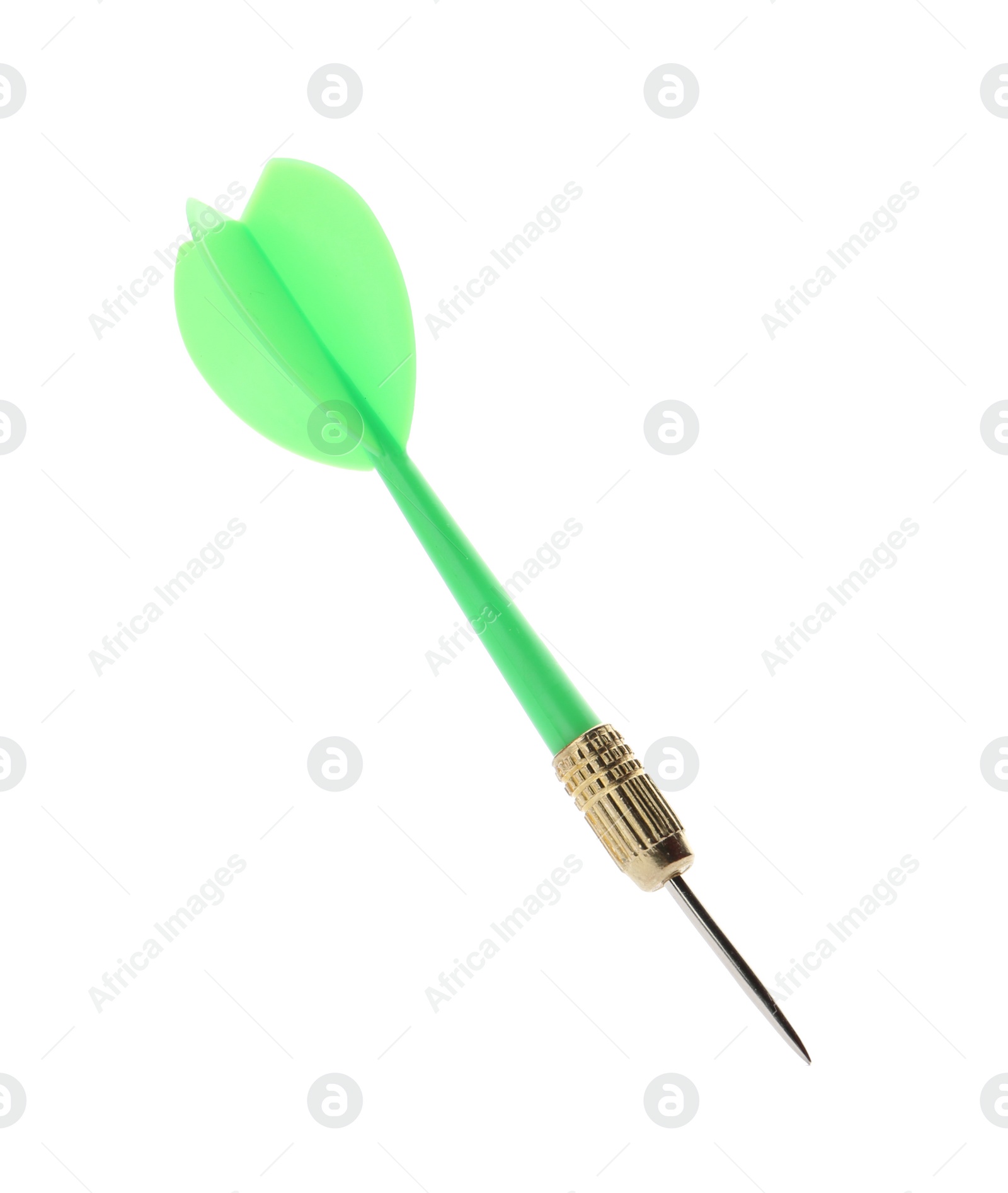 Photo of Single sharp green dart isolated on white