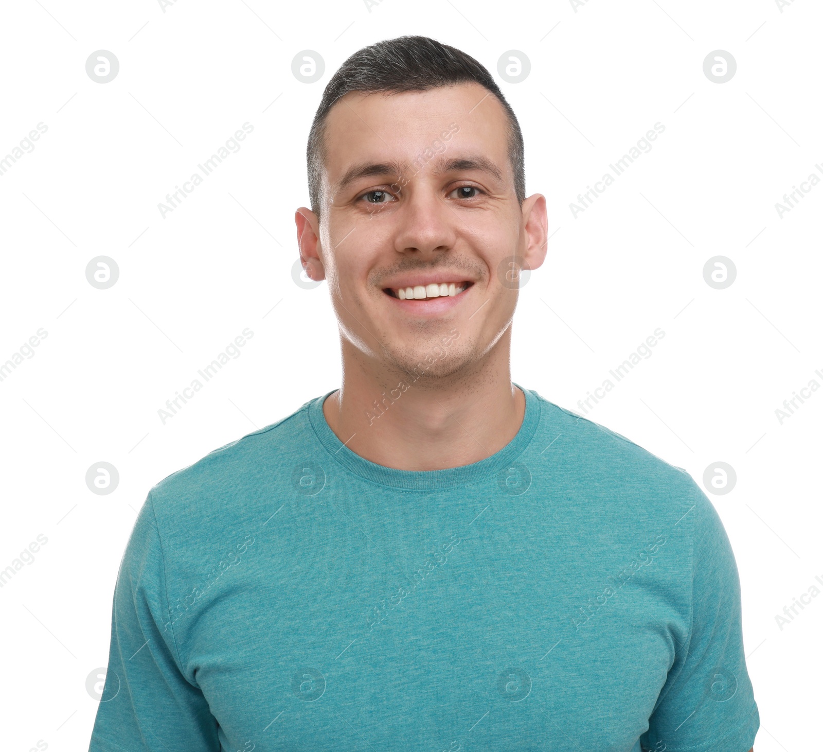 Photo of Portrait of handsome man on white background