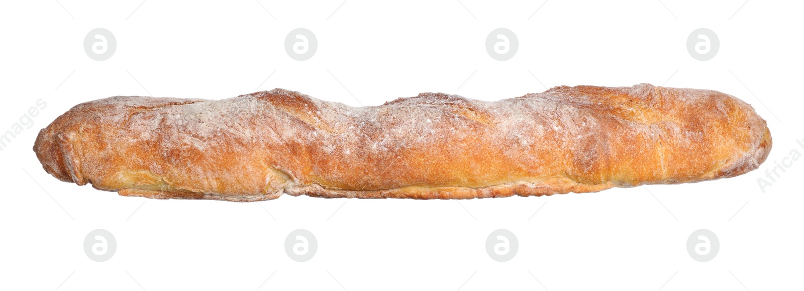 Photo of Crispy French baguette isolated on white. Fresh bread