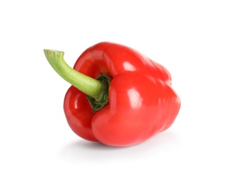 Photo of Tasty ripe red bell pepper on white background