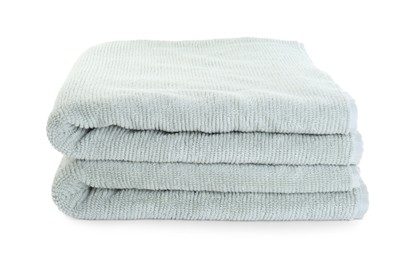 Soft folded terry towels isolated on white