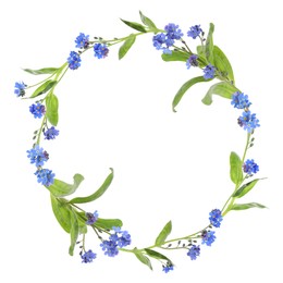 Wreath of beautiful wild flowers isolated on white