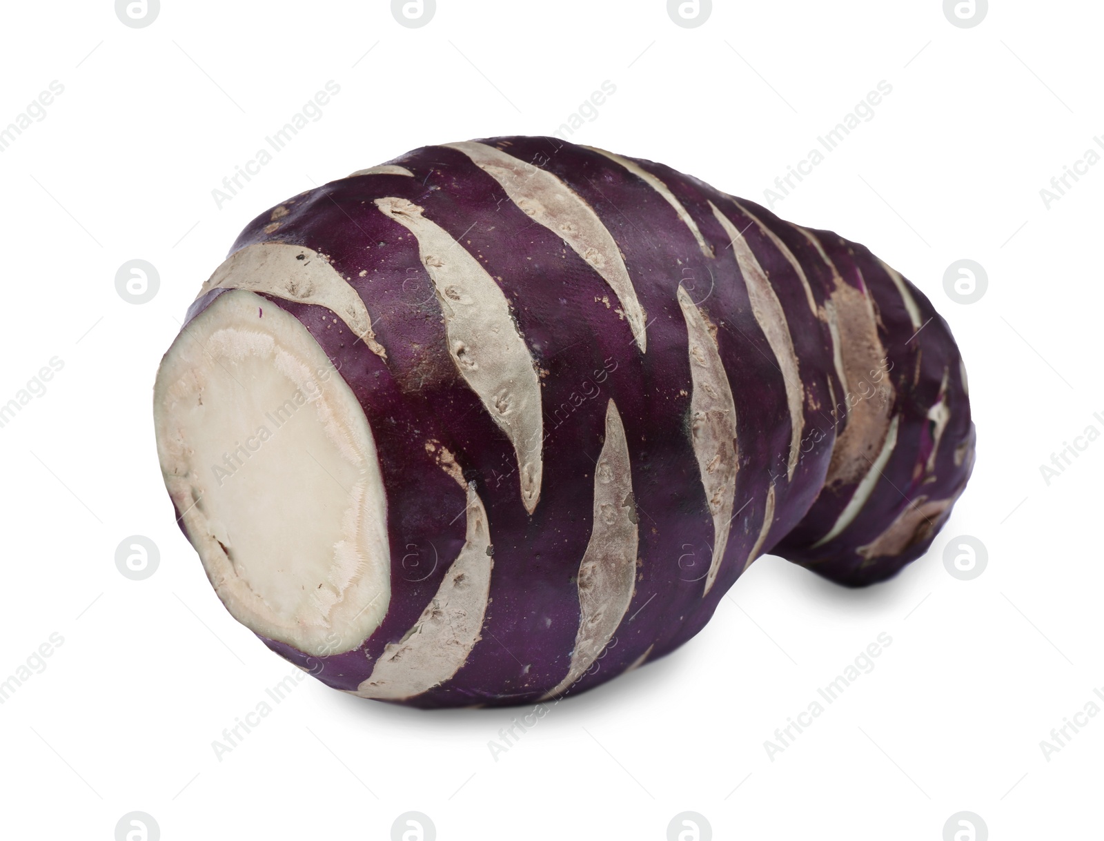 Photo of Tasty raw Kohlrabi cabbage isolated on white