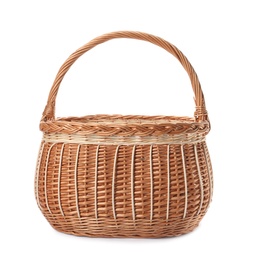 Wicker basket with handle isolated on white