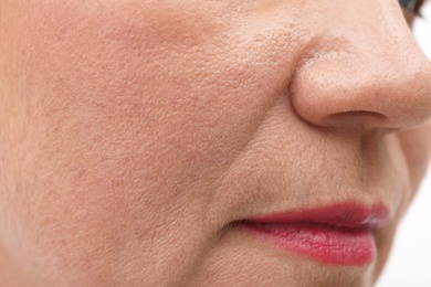 Photo of Beautiful older woman, closeup of lips