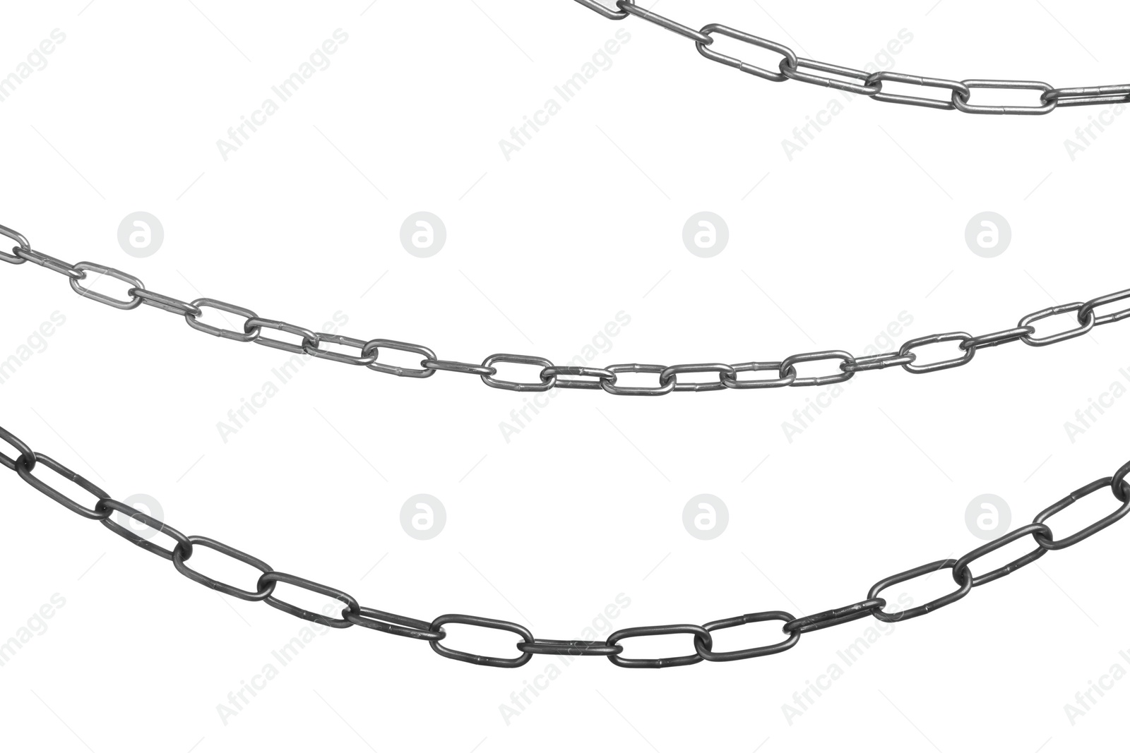 Photo of Three common metal chains isolated on white