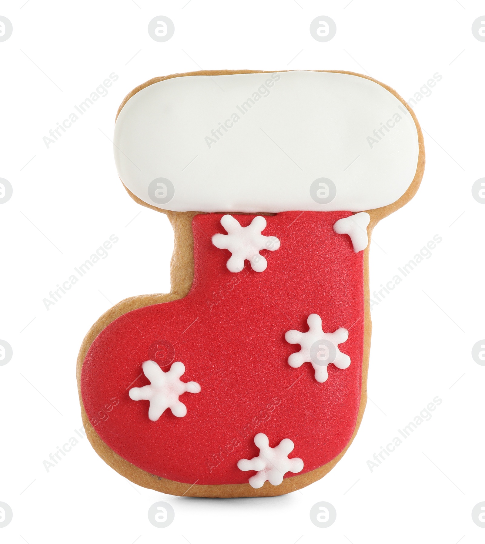 Photo of Tasty homemade Christmas cookie on white background