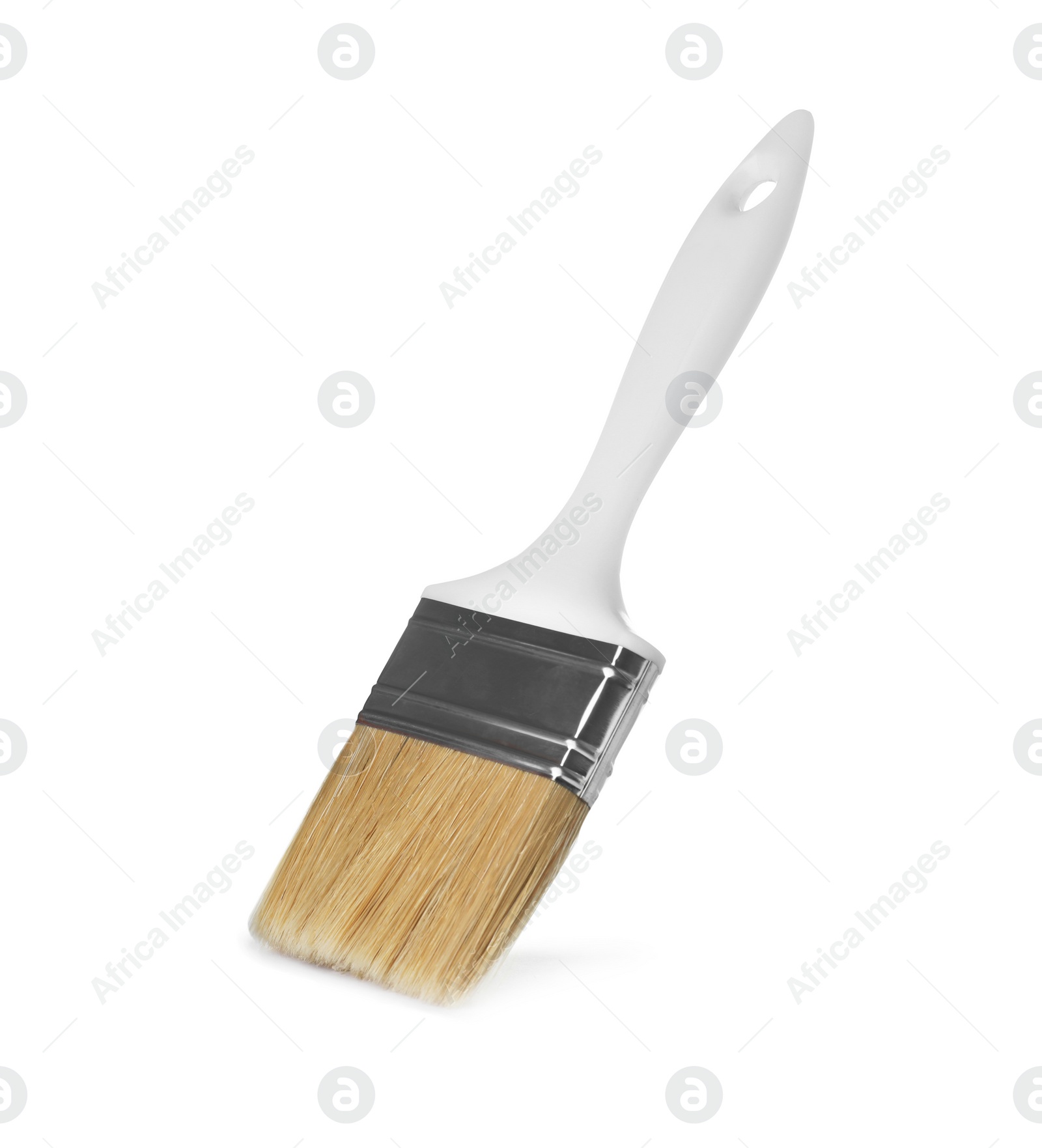 Photo of New paint brush on white background. Decorating tool