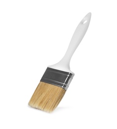 Photo of New paint brush on white background. Decorating tool