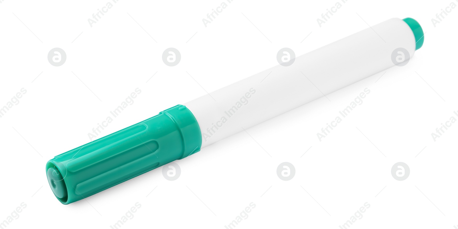 Photo of Bright green marker isolated on white. School stationery