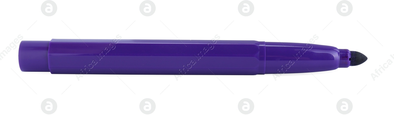 Photo of Bright blue marker isolated on white. School stationery