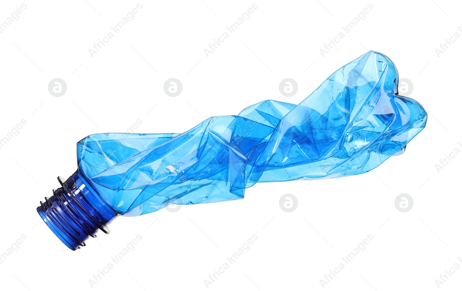 Photo of Crumpled disposable plastic bottle isolated on white