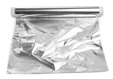 Photo of Roll of aluminum foil isolated on white