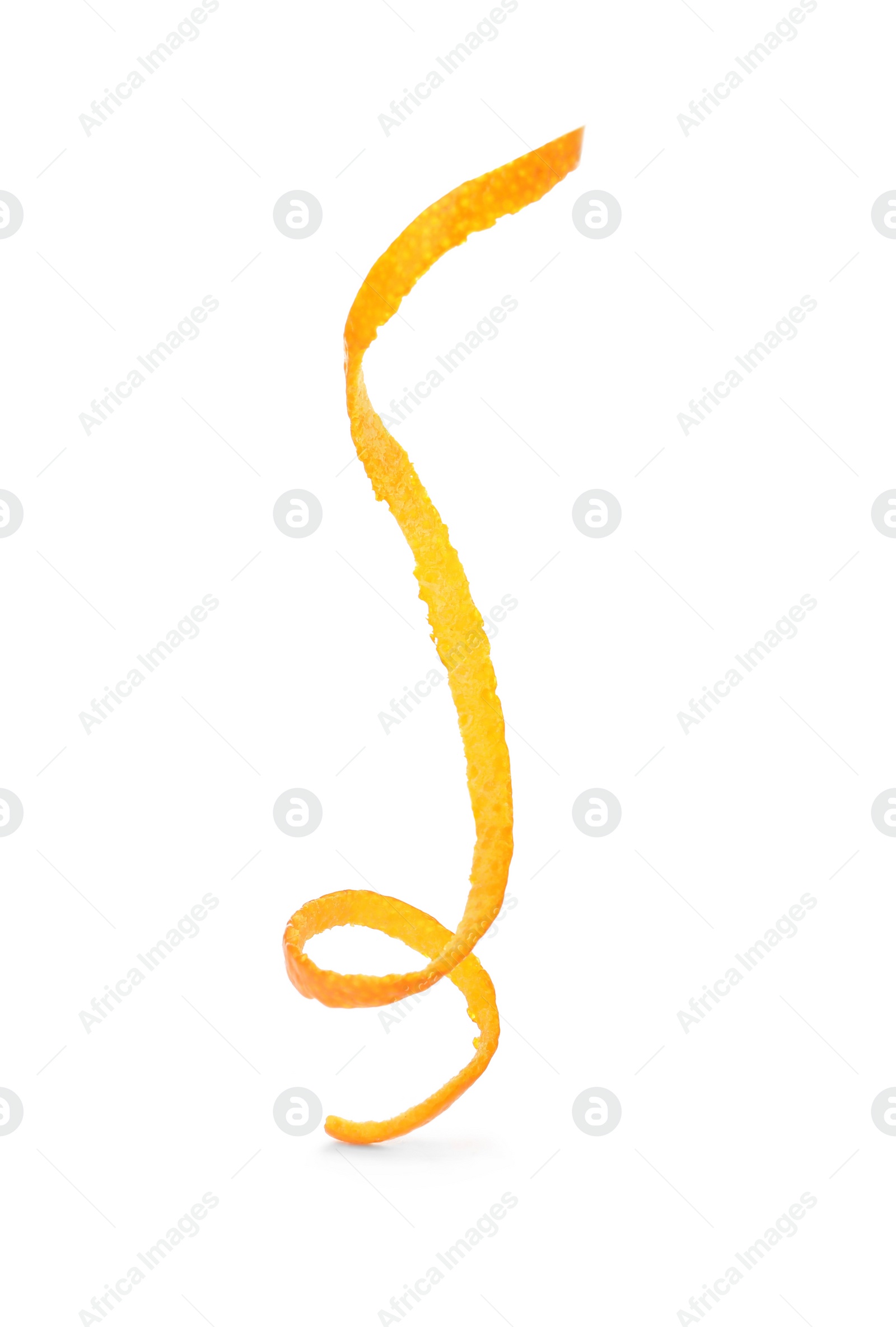 Photo of Fresh orange peel on white background, top view. Healthy fruit