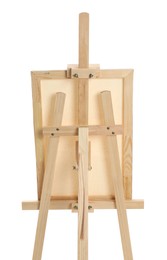 Wooden easel with canvas isolated on white