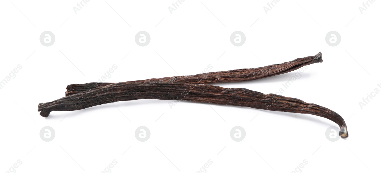 Photo of Dried aromatic vanilla sticks on white background