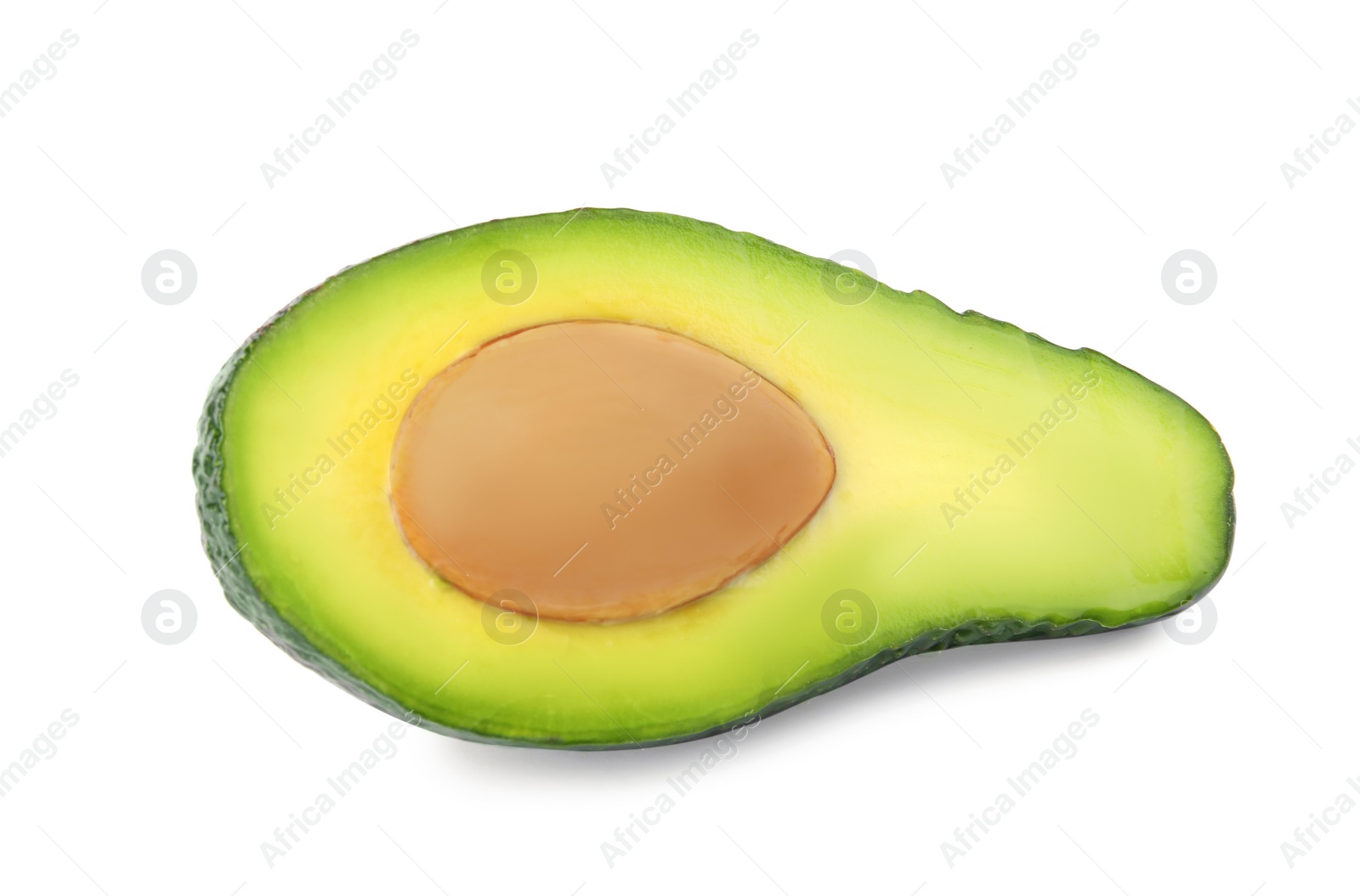 Photo of Tasty ripe avocado isolated on white. Tropical fruit