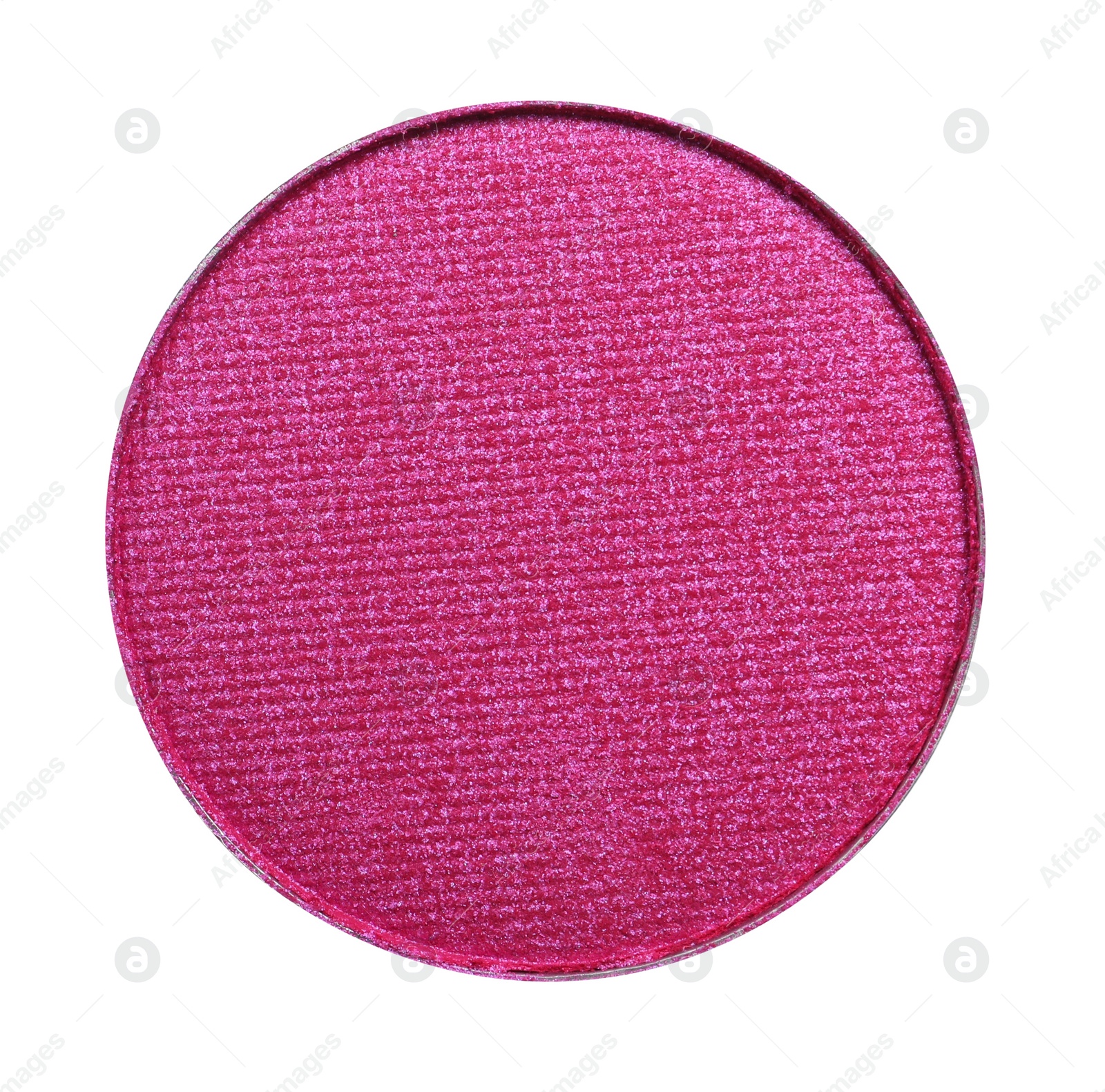 Photo of Hot pink eye shadow on white background, top view. Decorative cosmetics