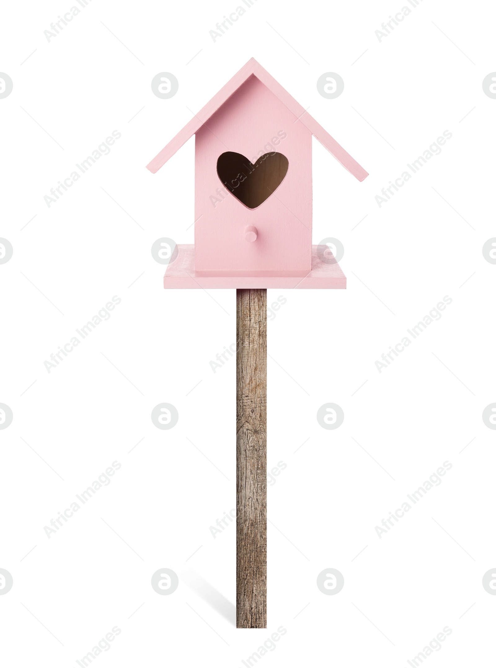 Image of Beautiful wooden bird box isolated on white