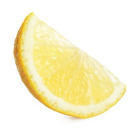 Slice of fresh lemon isolated on white