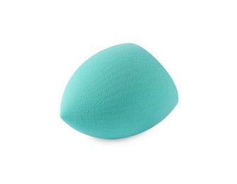 Photo of One turquoise makeup sponge isolated on white