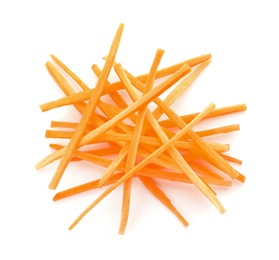 Photo of Cut ripe carrot on white background