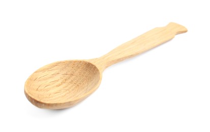 Photo of New handmade wooden spoon isolated on white